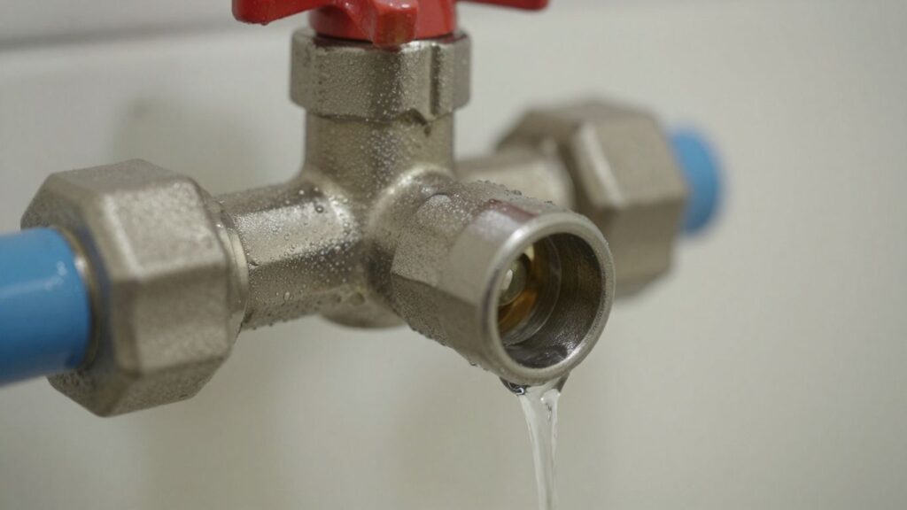 Hot water relief valve dripping water.