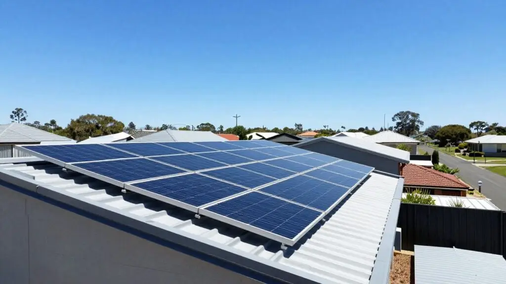Solar panels on an Australian house roof.