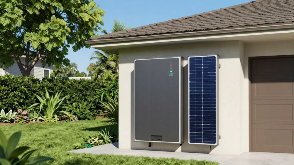 Home with solar battery, powered for the future.
